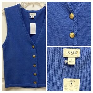 J. Crew Iris Blue Knit Button Vest